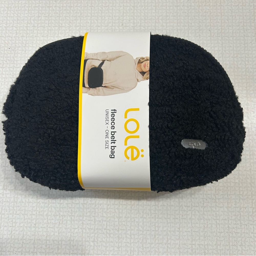 Lole Black Fleece Belt Bag 7.5” X  5.25” Crossbody, Fanny Pack, Zipper